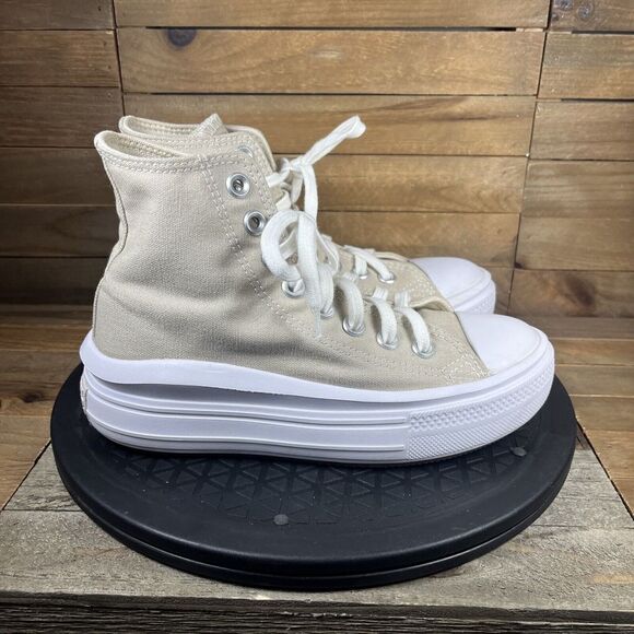 Converse Move Hi Women Size 5 Beach Stone Lightweight Platform Lace Up Sneakers - Picture 1 of 10